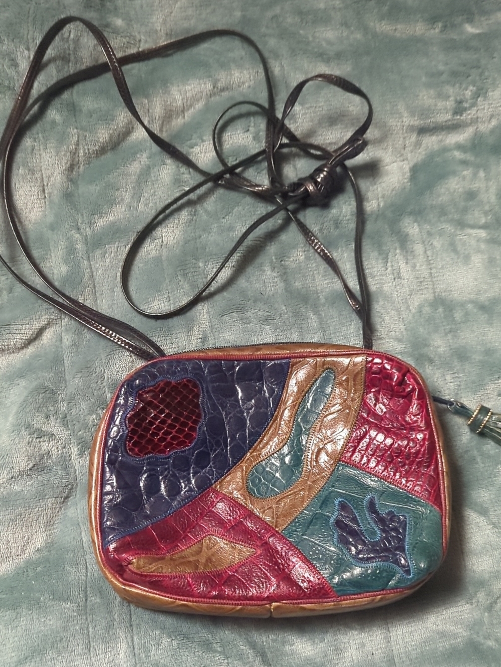 8-Sharif Colorblock Patchwork Crossbody Bag - Multicolor. Pre-loved.